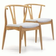 VS Venta-stock Pack 2 chaises Rustic, Couleur Chêne, Bois Massif, 55 cm x 54,5 cm x 76 cm - jaune Bois massif I20049