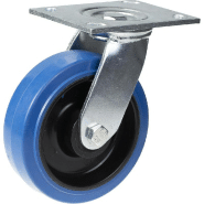 Roulette pivotante de 125 mm avec caoutchouc élastique bleu sur roue centrale en nylon Roulette pivotante de 125 mm avec caoutchouc élastique bleu sur roue centrale en nylon