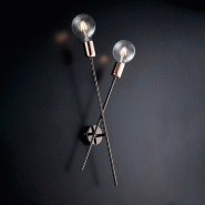 Bonetti Illumina Bloom Applique En Fer Chromé, Noir Et Cuivre 2 Lumières L.20 D.9 Bl200-Ap2-Nr - cuivre 8050713215644