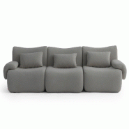 Canapé droit modulaire MILYSOFA SOFATIME 3 places Tissu fine bouclette Gris nuage - MS-TIME-3-CG Canapé droit modulaire MILYSOFA SOFATIME 3 places Tissu fine bouclette Gris nuage - MS-TIME-3-CG