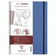 Clairefontaine Lot de 5 Cahier Age Bag My.Notes A4, 120p./60 feuilles marge détachable 90 g/m² reliure intégrale, couv. Coloris bleu, ligné - 3329