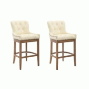 CLP Lot de 2 Tabourets de bar Lakewood en véritable Cuir Crème/Antique clair - beige cuir 304568 CLP Lot de 2 Tabourets de bar Lakewood en véritable Cuir Crème/Antique clair - beige cuir 304568