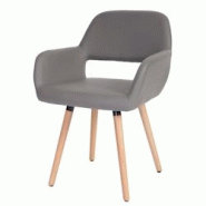Décoshop26 - Chaise de salle à manger bureau visiteur design rétro en synthétique gris taupe pied en bois clair 04_0002143 - gris 3000252032696 Décoshop26 - Chaise de salle à manger bureau visiteur design rétro en synthétique gris taupe pied en bois clair 04_0002143 - gris 3000252032696