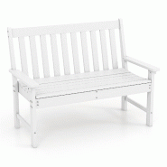 Helloshop26 - Banc de jardin 132 x 65 x 91 cm avec dossier ergonomique et accoudoirs confortables style scandinave en hdpe blanc 20_0010546 - 30002262 Helloshop26 - Banc de jardin 132 x 65 x 91 cm avec dossier ergonomique et accoudoirs confortables style scandinave en hdpe blanc 20_0010546 - 30002262