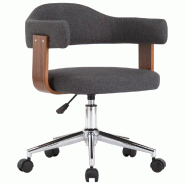 Helloshop26 - Chaise fauteuil siège pivotante de bureau informatique étude bois courbé et tissu gris 02_0024106 - gris métal 3000214687896