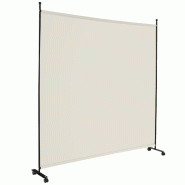 Helloshop26 - Paravent à roulettes 184 x 30 x 184 cm séparation légère espace privé design moderne en métal blanc 20_0013033 - 3000227549785