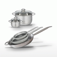 Lot de 3 Poêles Elo Relief Solution 24/28/32 cm et 2 Faitouts 12/20 cm - gris 3176239941968