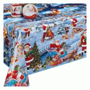Nappe de Noël Blanche Neige en toile cirée –  140 x 150 cm – Livraison roulée sur tube - bleu plastique polypropylène 3452968034028