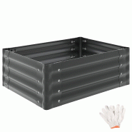 TecTake GmbH tectake Plate-bande surélevée SALVIA galvanisée, différentes tailles 80 x 60 x 30 cm Gris - gris acier 406433