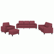 VidaXL Ensemble de canapés 4 pcs rouge bordeaux tissu Modèle Zenith Prestige - 3201880