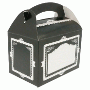 Boite menu carton noir et blanc motif Vintage 17x16x10cm - par 300