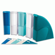 CEP Lot de 5 porte-revues Riviera, dos de 80, en polystyrène choc (PS), coloris blanc/vert d'eau/émeraude/bleu porcelaine - 3462159015095