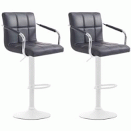 CLP Lot de 2 Tabourets de Bar Lucy V2 en Similicuir Noir /Blanc - noir polyester 315832 CLP Lot de 2 Tabourets de Bar Lucy V2 en Similicuir Noir /Blanc - noir polyester 315832