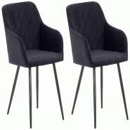 Décoshop26 - Lot de 2 chaises de salle à manger design retro coutures décoratives en losanges assise en velours noir 10_0007318 - noir 3000266050778