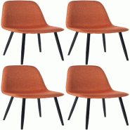 Décoshop26 - Lot de 4 chaises de salle à manger design simple avec pieds en métal noir assise en tissu orange 10_0001836 - noir métal 3000250699266