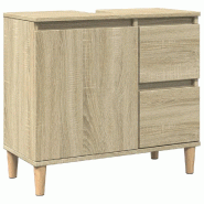 Helloshop26 - Armoire de salle de bain avec tiroirs design moderne 65 x 33 x 60 cm en bois d'ingénierie chêne sonoma 02_0049507 - Bois massif 300023