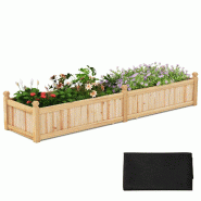 Helloshop26 - Bac à jardiner jardinière surélevé rectangulaire 227 x 59,5 x 40 cm avec doublure amovible et système de drainage 20_0010469 - 3000
