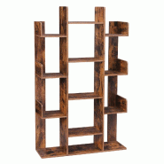 Helloshop26 - Bibliothèque arbre étagère à 13 compartiments meuble de rangement 86 x 25 x 140 cm avec coins arrondis et rebords 12_0002827 - 30006