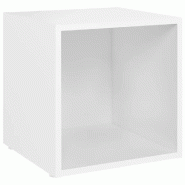 Helloshop26 - Meuble TV de plancher design moderne avec compartiment 37 x 35 x 37 cm en bois d'ingénierie blanc 02_0047855 - blanc Bois massif 300023