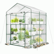Helloshop26 - Serre de jardin avec 4 niveaux et 8 étagères 139 x 144 x 195 cm protection optimale design contemporain en pvc 20_0013566 - 3000227813