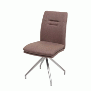 Mendler Chaise de salle à manger HWC-H70, chaise de cuisine chaise inclinable, tissu/textile acier inoxydable brossé ~ marron - marron textile 73919
