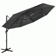 Parasol de jardin à 4 niveaux avec mât en aluminium anthracite Modèle Atlas Évasion Pro - 313830
