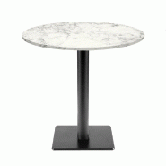 RestooTab - Table Milan T Ø70cm décor marbre bianca luna - blanc fonte TB-MIT-R70M-MB.LUNA