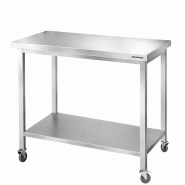 Table de travail en inox Bar 1000x700 mm avec 1 étagère inférieure sur roulettes PREMIUM - GOLDINOX - gris inox 3701770832798