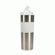 BERGNER - Mug de voyage 460 ml Lovers en acier inoxydable et silicone blanc - argenté inox Q4667