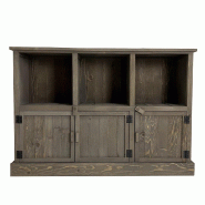 Buffet bas Héritage pin vieilli 3 cases 3 portes L119xP39xH80cm