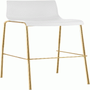CLP Tabouret de bar Hover plastique piètement 4 pieds or Blanc - blanc plastique 327067