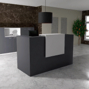Comptoir d'accueil Delta First avec réhausse - Mobel Linea. - 184, Blanc mat, Anthracite_0