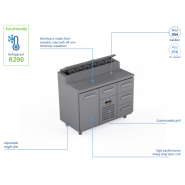 Comptoir réfrigéré en acier inoxydable - 1200 × 660 × 900 mm - CSTV-12-103 Comptoir réfrigéré en acier inoxydable - 1200 × 660 × 900 mm - CSTV-12-103