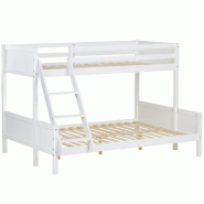 Décoshop26 - Lits pour enfants superposés 3 couchages avec sommier à lattes 1 lit deux places 140x200 cm et 1 lit une place 90x200 LIT06216 - 30006