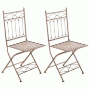 Décoshop26 - Lot de 2 chaises pliable de jardin terrasse balcon design rustique en fer forgé marron vieilli 10_0003127 - marron 3000251415643 Décoshop26 - Lot de 2 chaises pliable de jardin terrasse balcon design rustique en fer forgé marron vieilli 10_0003127 - marron 3000251415643