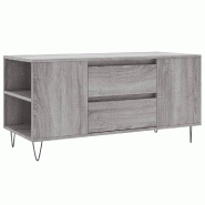 Décoshop26 - Table basse avec 2 tiroirs et 4 compartiments 102 x 44,5 x 50 cm bois d'ingénierie gris et métal DEC039973 - gris métal 3000264690242