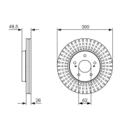 Disque de frein ventilé Bosch 0986479787 - Avant - 5 trous - 26 mm Disque de frein ventilé Bosch 0986479787 - Avant - 5 trous - 26 mm