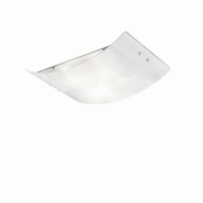 Gea Luce Michela Grand Plafonnier 45X30Cm Blanc Brillant 2Xe27, Verre Bombé Avec Base Chromée, Max 2X52W, Plafonnier Élégant - blanc 8000000049865