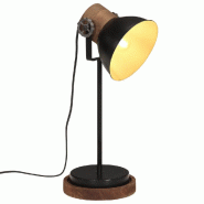 Helloshop26 - Lampe de bureau style industriel robuste ambiance cosy 17 x 17 x 50 cm en bois de manguier noir 02_0047544 - noir Bois massif 3000234837