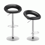 Helloshop26 - Lot de 2 tabourets de bar modernes réglables en hauteur rotatifs à 360° base antidérapante repose-pieds en métal pour 20_0004906 - Helloshop26 - Lot de 2 tabourets de bar modernes réglables en hauteur rotatifs à 360° base antidérapante repose-pieds en métal pour 20_0004906 -