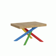Itamoby Table Extensible 140/400X90 Cm Volantis Chêne Naturel Pieds Multicolores 4/B - marron VE140TAV40BLL-QN