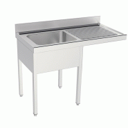 Plonge inox 1 bac avec passage lave-vaisselles P550 mm - à gauche_0