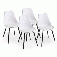 RATTATAN Lot de 4 chaises en polypropylène, avec coussin en similicuir et pieds en métal pour cuisine, salle à manger, bureaux et restaurants – S
