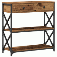 Table Console avec tiroir Bois ancien 75 x 28 x 75 cm Modèle Aero Compact - 863535