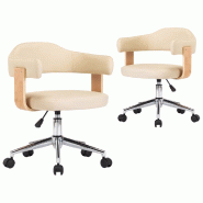 VidaXL Chaises pivotantes à manger lot de 2 crème similicuir Modèle Salina - 3054896