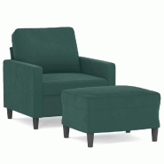 VidaXL Fauteuil avec repose-pied Vert foncé 60 cm Velours Modèle Vega ProDesk Horizon - 8721012060142