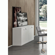 Armoire basse 4 portes - Quadrifoglio - Blanc pastel