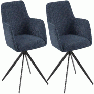 CLP Lot de 2 chaises de salle a manger Olema en tissu Tissu HBT: 81x56x62 cm Bleu - bleu textile 327374