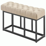 Décoshop26 - Banc capitonné rembourré 100 cm tissu taupe avec structure métal noir design contemporain 10_0008520 - métal 3000266702011