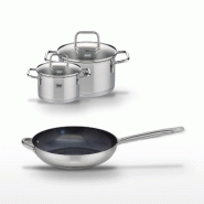 Lot Poêle 32 cm & 2 Faitouts 12/16 cm Elo Profi Therm Platinum - gris inox 3176239952070